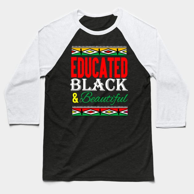 Educated Black Baseball T-Shirt by Corecustom